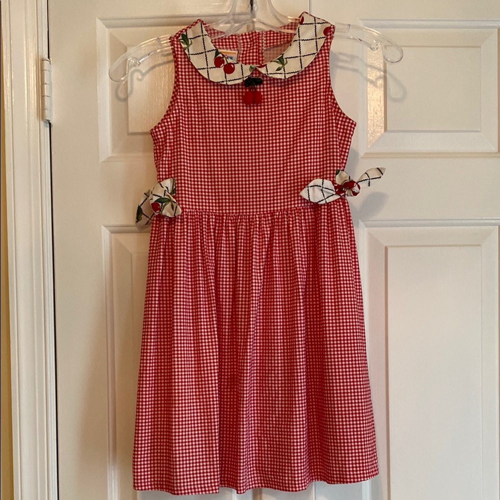 Vintage Red and White Gingham Dress with Cherries